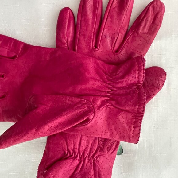 Genuine Leather Gloves Fuschia Size 7.5 - Picture 6 of 10